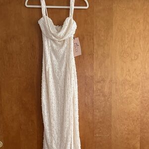 Oh Polly Strapless Cream Dress